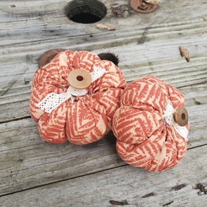 Orange Fabric Pumpkin, Fabric Pumpkin, Stuffed Pumpkin, Fall Decor, Halloween decor, Farmhouse Decor, Tiered Tray Pumpkins, Set of 3