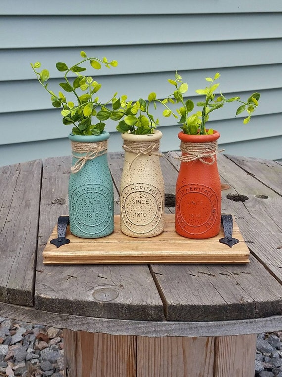 Rustic Farmhouse Centerpiece, Rustic Table Decor, Milk Bottle  Centerpiece,farmhouse Decor, Rustic Kitchen Centerpiece, Farmhouse Table  Decor 