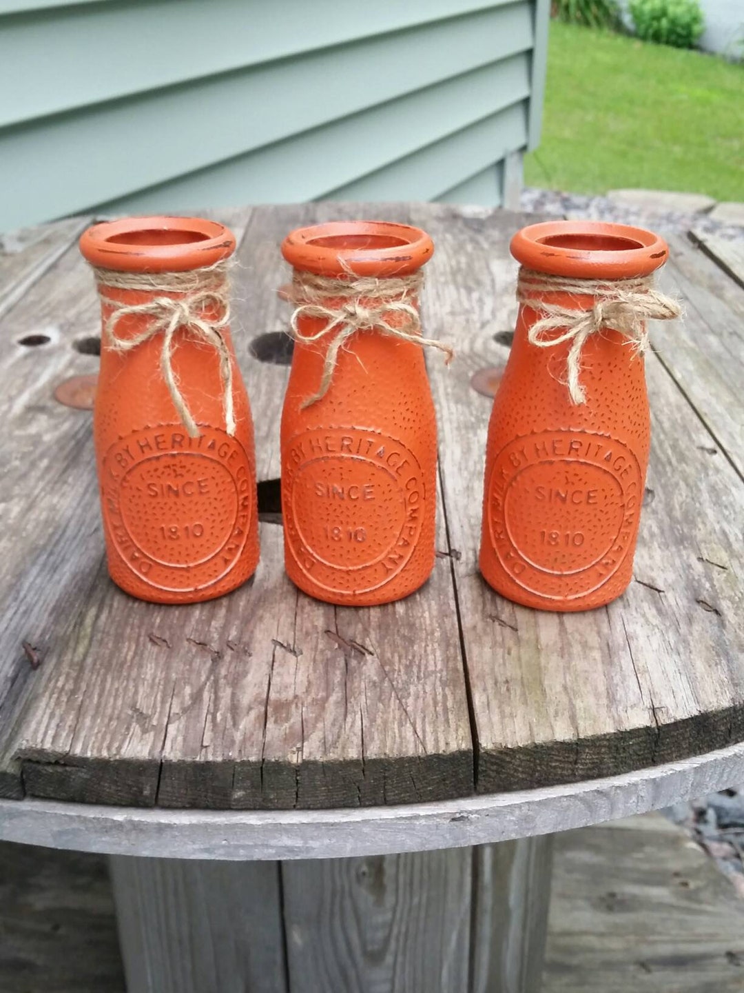 Fall Vases Orange Milk Jars Rustic Autumn Decor Pumpkin Etsy