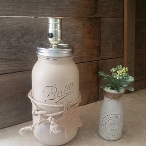 Mason Jar Lamp, Lamp Base, Farmhouse Lamp, Accent Lamp, Neutral Decor, Farmhouse Lighting, Small  Everyday Lamp, Unique Lamp