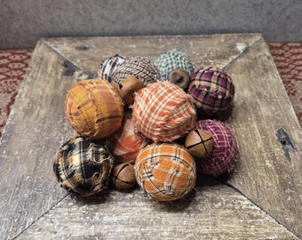 Juego de 20 mini bolas de trapo, detalles rústicos de otoño, campanillas oxidadas, para rellenar tarros Mason.