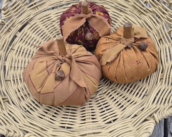 Primitive Fabric Pumpkins, Set of 3
