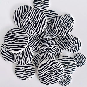 Vintage Zebra Patterns Buttons from the 1980's - (1 dozen - 12 buttons) Available in four sizes - B1172