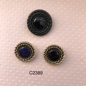 One Package (12 Buttons) AntGold or Gunmetal Frame with  Insert Vintage Shank Buttons-C2389