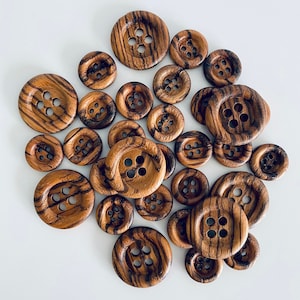 Vintage "Burnt Wooden" Buttons from the 1980's - Quantity is 1 dozen - 12 buttons - Style Cap 3598