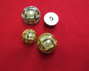 Gold or Silver Rim with Color Insert Vintage Shank Buttons C3928 One Package 12 Buttons