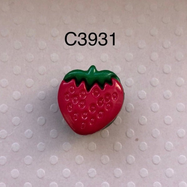 1 Dozen Red and Green Strawberry Vintage Shank Buttons(C3931) available in 2 sizes