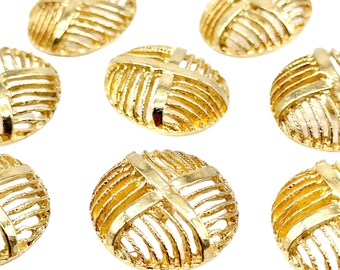 6 Vintage Gold Cross Shank Buttons: 25mm Sewing Embellishments