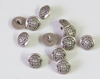 1 Dozen(1 package) Vintage "Woman's Power" Head color is Ant Silver Metal Shank Buttons - i400 available in 2 sizes