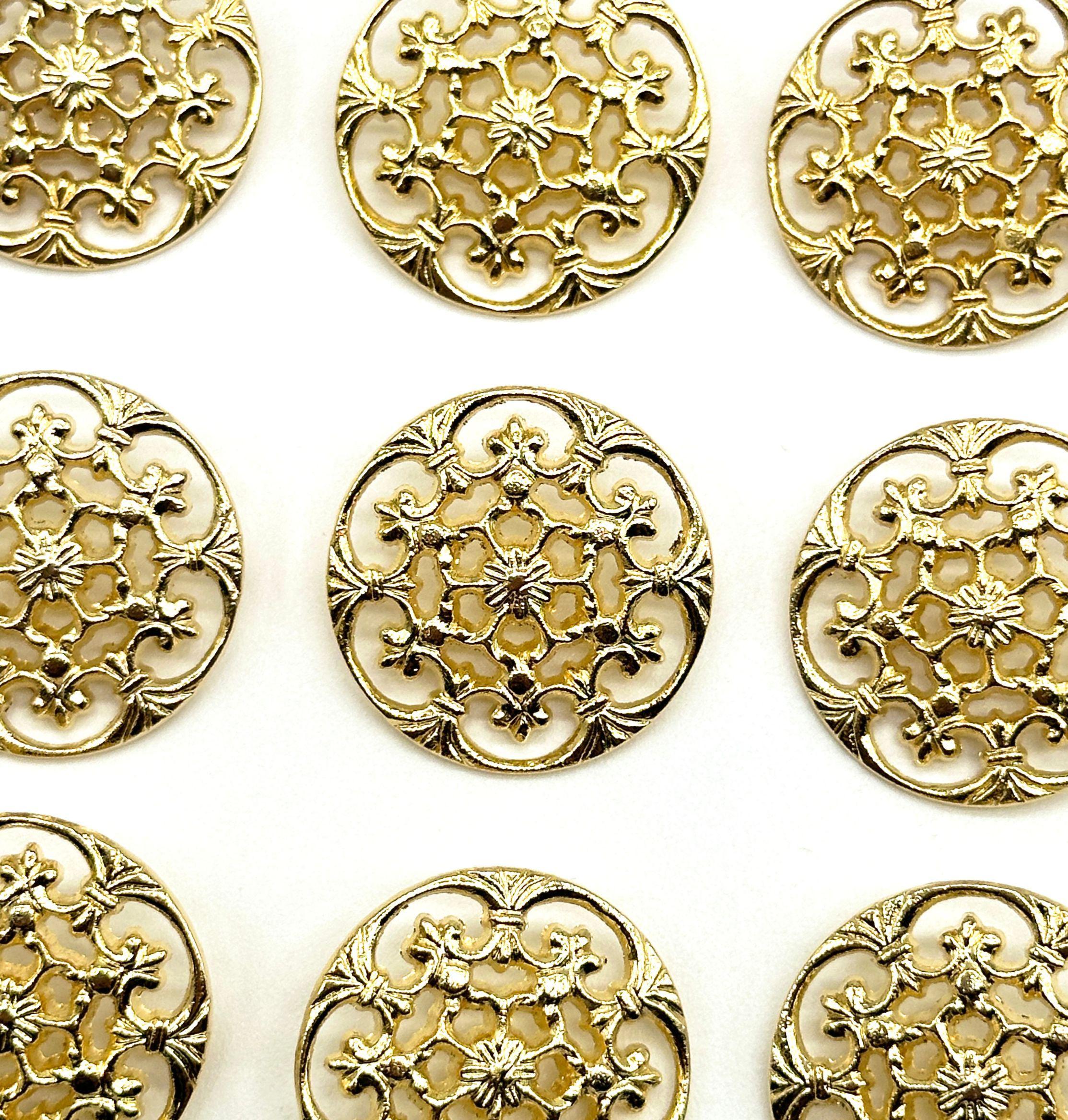 * antique ୨୧   *  脚付き ボンボニエール 6 Vintage Gold Spiral Shank Buttons: Italian-made Sewing