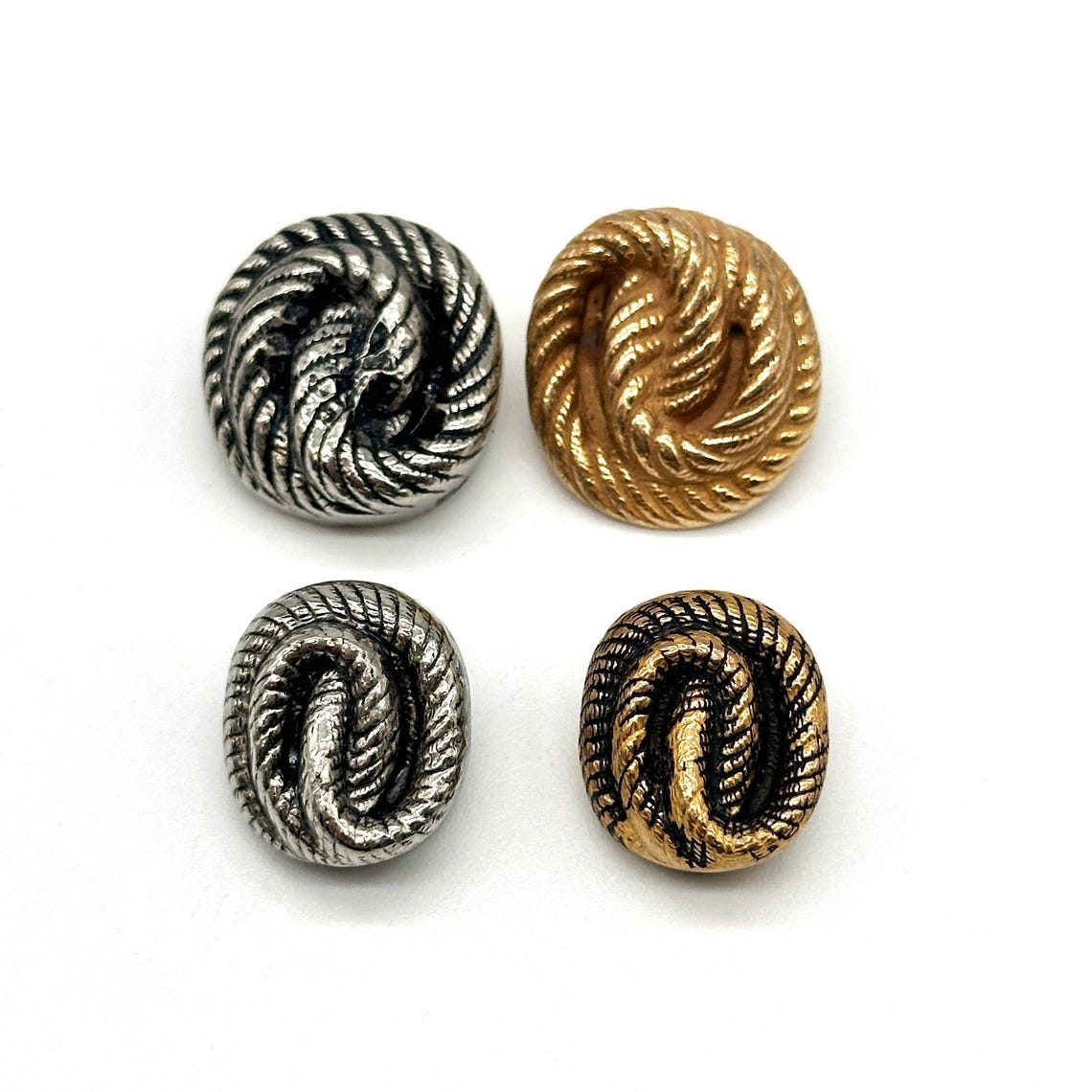 Vintage Coiled Rope Buttons: Antique Gold & Silver, DIY Crafting - 12pc ...