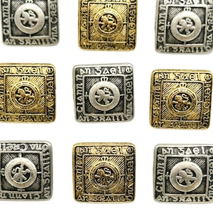 6 Vintage Irish Clann Na Gael Metal Shank Buttons: Antique Sewing Supplies