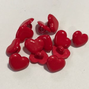 1 Dozen(1 Package) "Little Red Hearts"  Vintage Nylon Shank Buttons(C1601)  Size is 12.5mm (1/2")20L