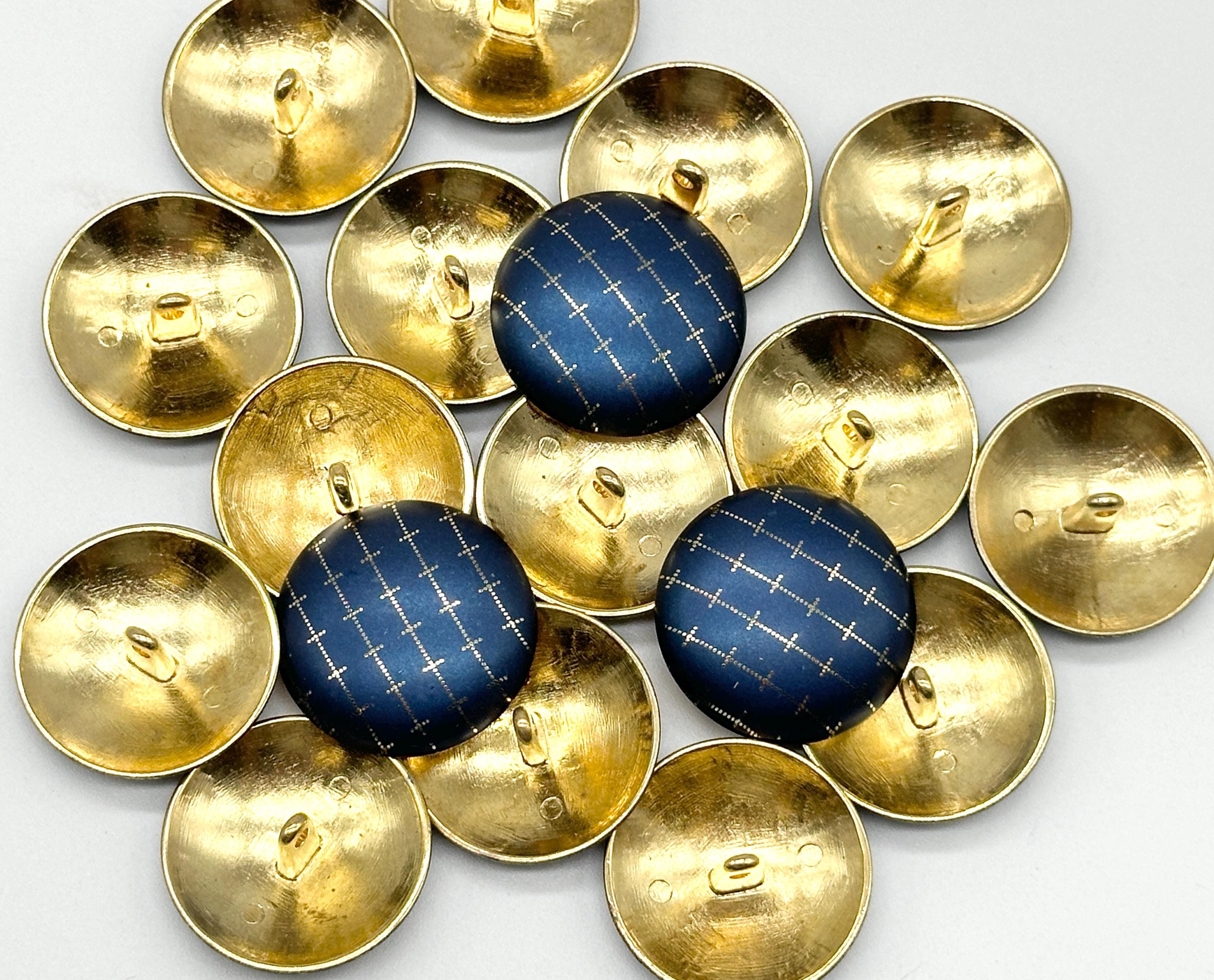 Navy Gold Button Vintage Navy & Gold Metal Shank Buttons: Laser Design, Set of 12 - Etsy