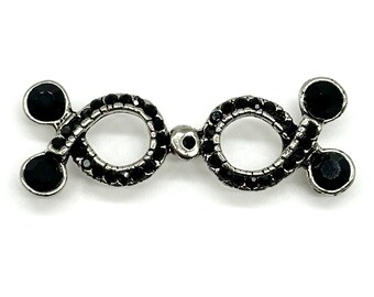Vintage Rhinestone Metal Hook & Eye Closure Clasp Antique