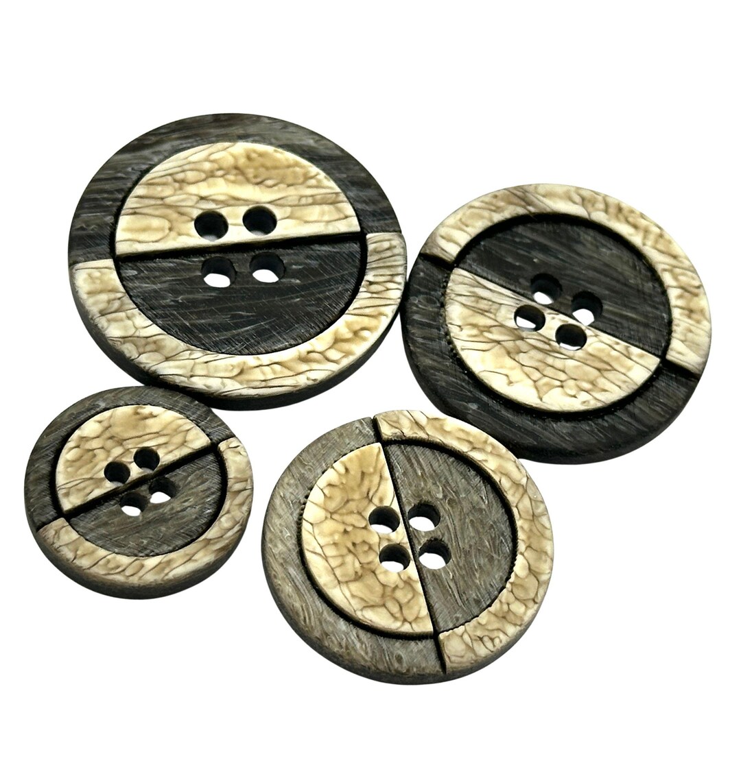 12 Vintage Yin Yang Marble Effect Buttons: Italian Polyester Sewing ...