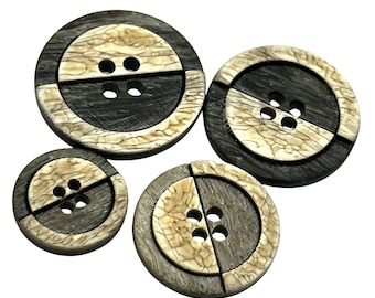 12 Vintage Yin Yang Marble Effect Buttons: Italian Polyester Sewing Buttons