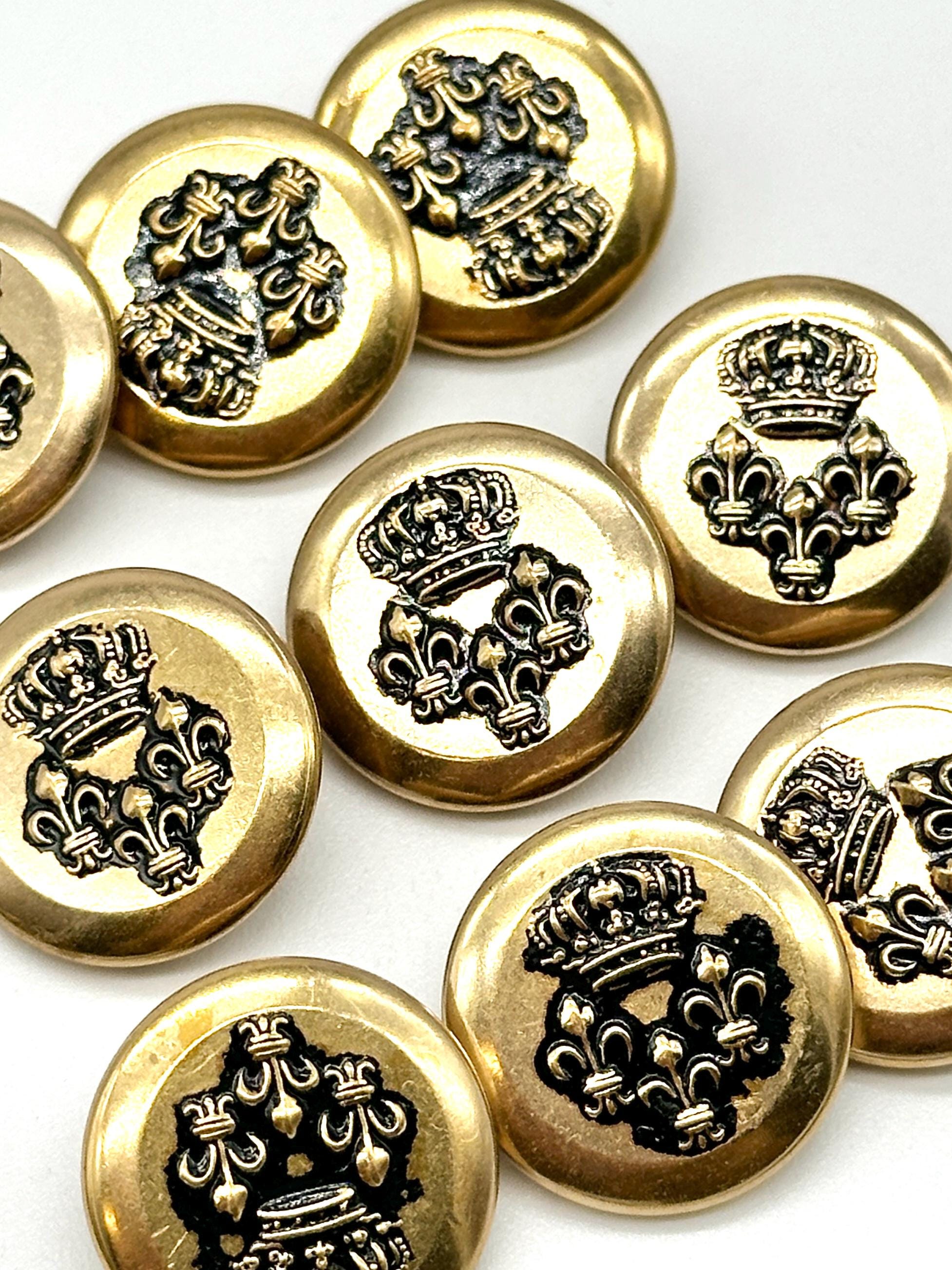Bottoni Metallici Con Testa Di Leone Incisa | Oro Opaco 15-25mm | Confezione Da 10 Per Abbigliamento E Fai-Da-Te - 2
