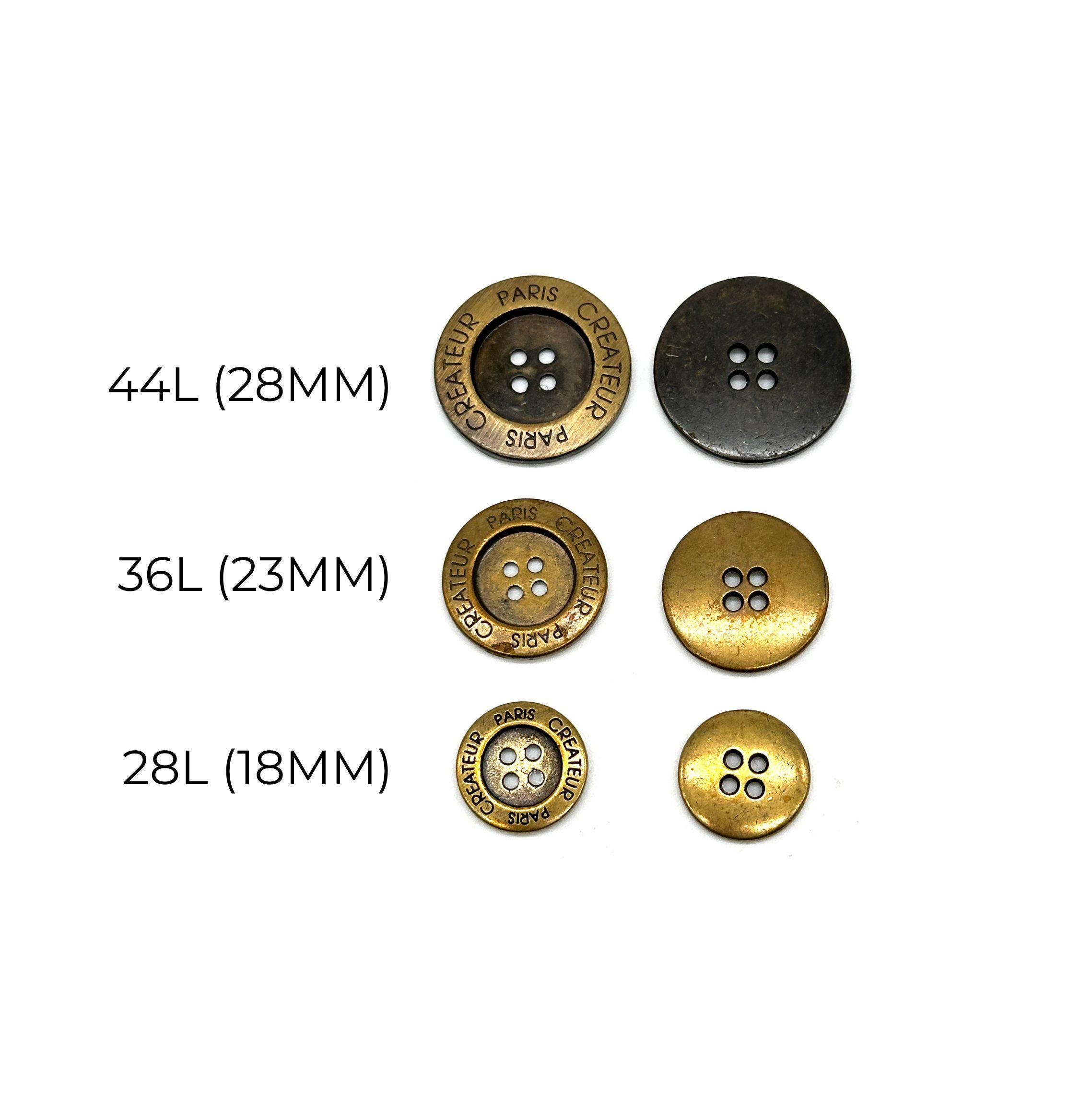 12 Vintage Paris Createur Metal Buttons: Antique Brass Sewing