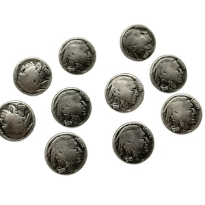 Vintage Indian Head Liberty Buttons - Antique Nickel - Set of 12