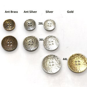 Vintage "Hammered Bowl" Metal Buttons, Designer Buttons, Decorative Buttons, Vintage Buttons, Shirt and Jacket Buttons | Set of 6