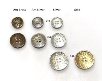 Vintage "Hammered Bowl" Metal Buttons, Designer Buttons, Decorative Buttons, Vintage Buttons, Shirt and Jacket Buttons | Set of 6