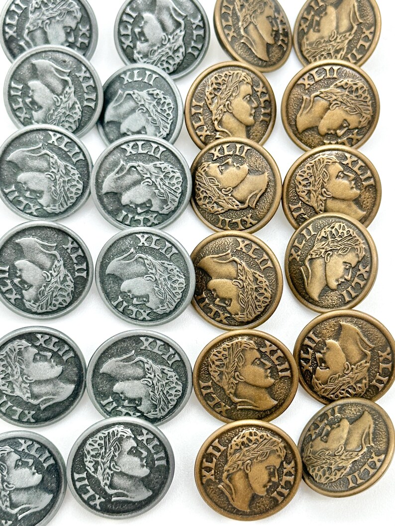Vintage Roman Coin Shank Buttons: Dutch Silver & Gold, Sewing Embellishments (12 Pcs) image 7