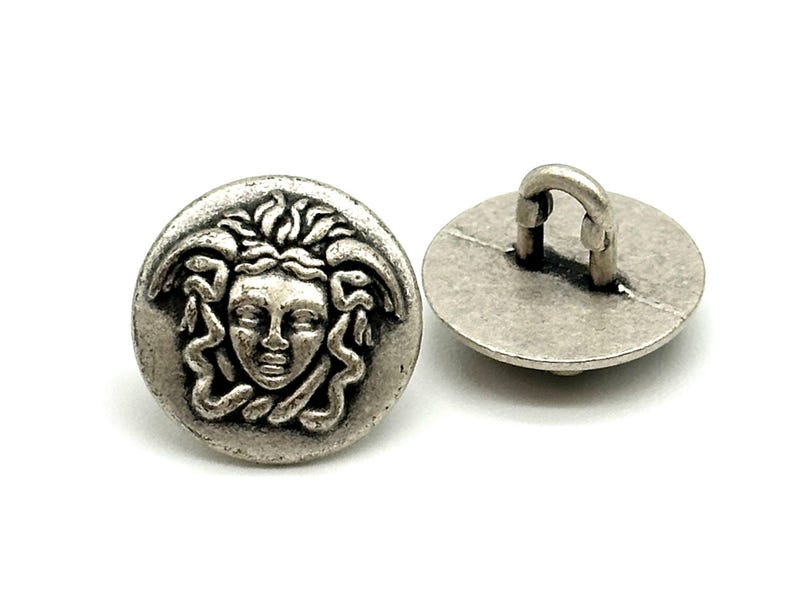 Antique Silver Face Shank Buttons: Vintage Italian Metal Buttons (12 ...