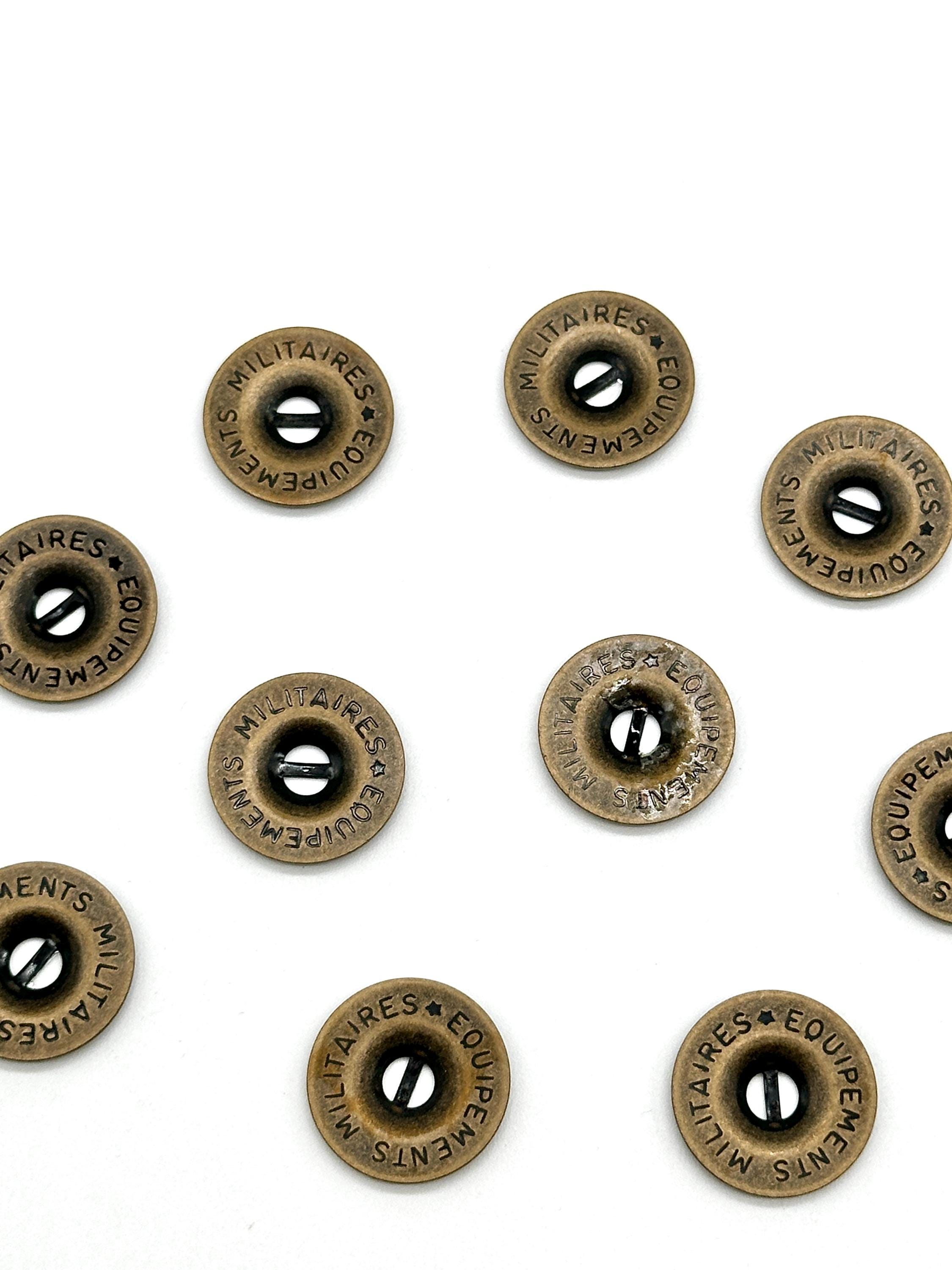 12 Pcs Vintage Military Metal Buttons - Antique Copper, 2