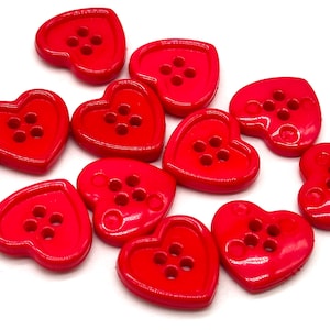 Vintage Red Heart Buttons: Nylon 4-hole Sewing Buttons, Set of 6 - Etsy