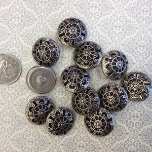 One Package 12 Buttons Vintage Texturized Filigree Metal Shank Buttons-6228 Several Sizes Available image 2