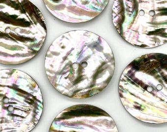 Vintage Abalone Shell Buttons: Pearlescent Sewing Supplies (Sizes are 30 or 34 or 40mm)
