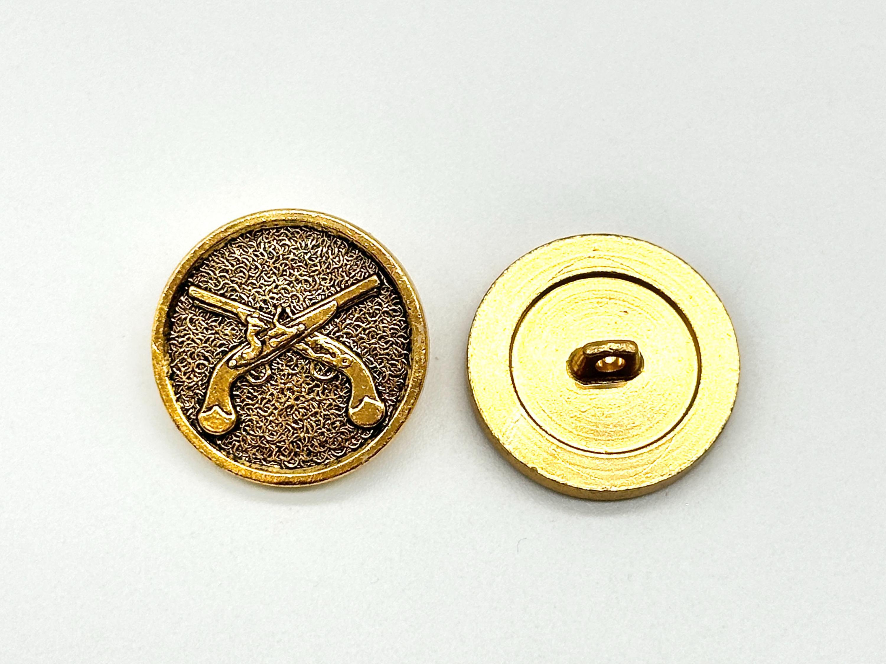 ビンテージカフス 6 Pcs Vintage Crossed Pistol Shank Buttons - Antique Gold