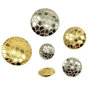 6 boutons vintage Art déco Jet Cut - Plaqué ABS, 2 couleurs 4 tailles | Fournitures créatives et couture | Boutons de vêtements | (K2983)
