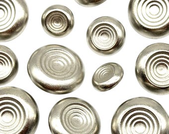 12 Vintage Silver Concentric Circle Shank Buttons: Sewing Supplies