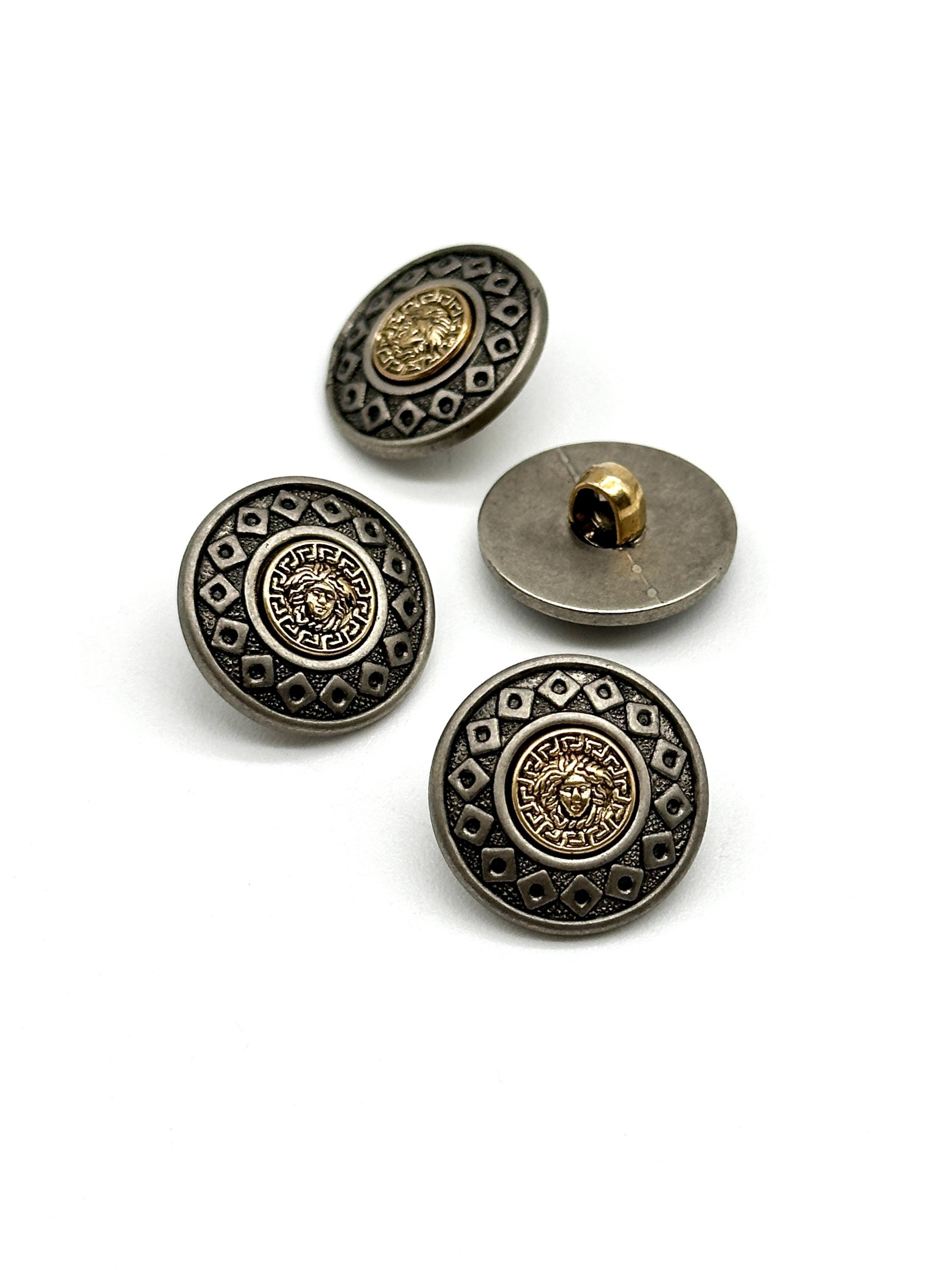 12 Pcs Vintage Metal Shank Buttons | Antique Silver Gold for