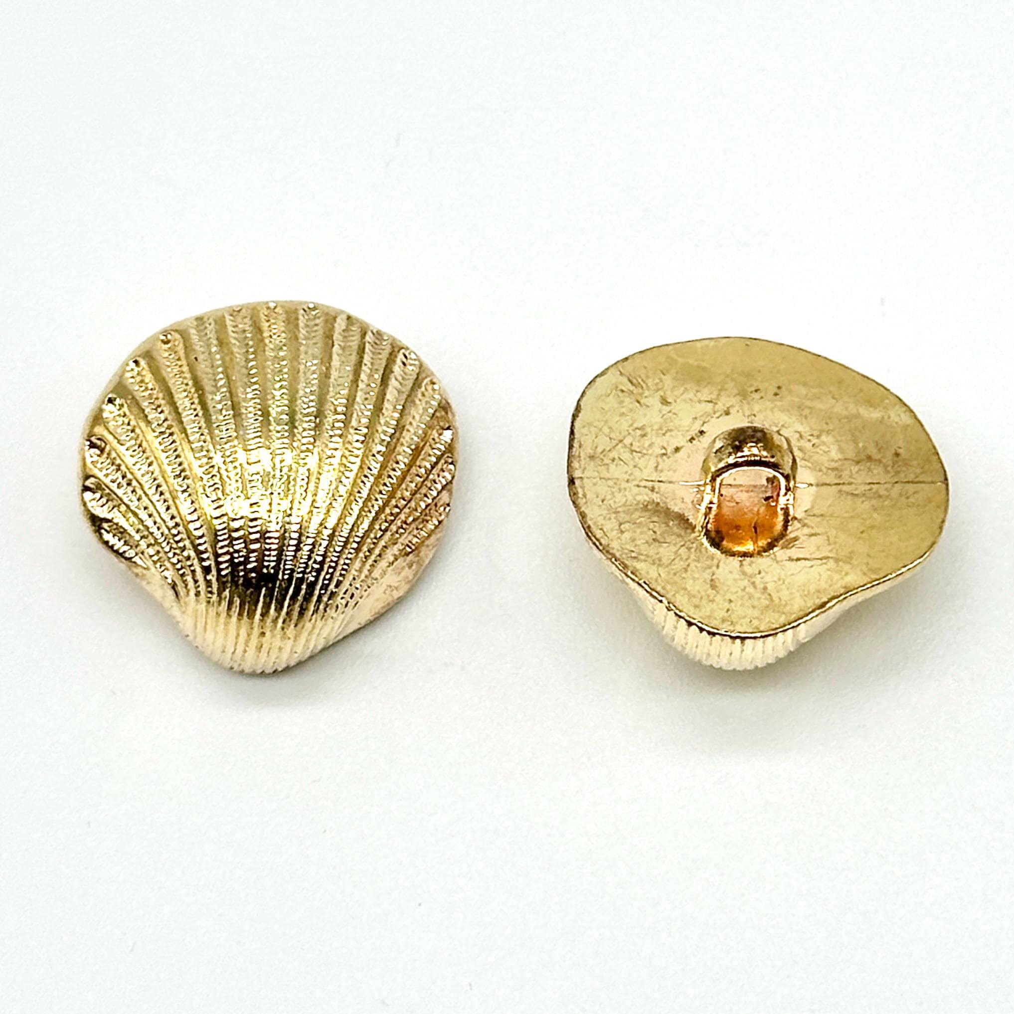 Vintage Gold Shell Buttons: 1970s Italian Sewing Embellishments 