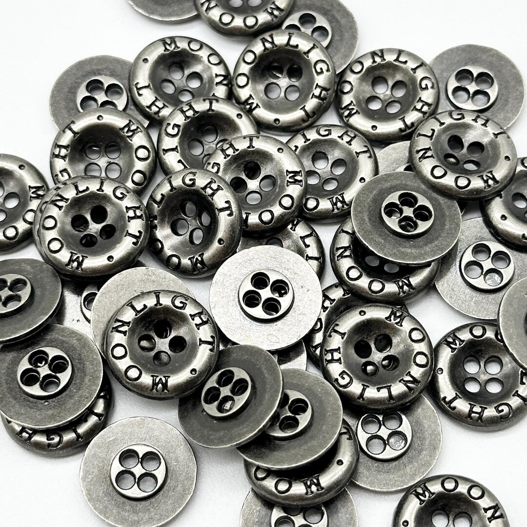 24 Pcs Vintage 4-hole Clothing Buttons Gunmetal Finish With Moon Light ...
