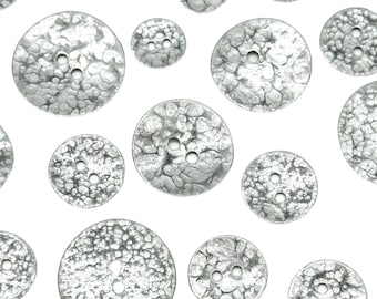 12 Vintage Hammered Silver Metal Buttons: DIY Sewing Supplies