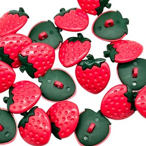 ヴィンテージ ストロベリーシャンクボタン：赤と緑の裁縫用装飾品（12個）