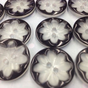 1 Dozen Vintage "Flower Pattern"  2-Hole Polyester Buttons A7024 Several Sizes Available and 2 Colorways