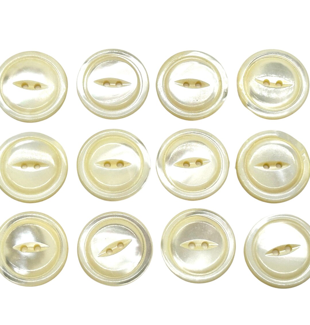 1 Dozen Vintage 2-hole Mother of Pearl Buttons | Decorative Sewing