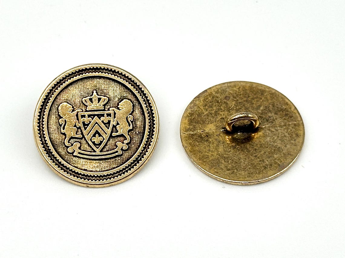 12 Vintage Military Coat of Arms Buttons: Antique Gold & Silver Crest ...