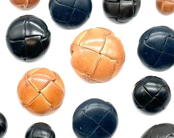 12 pcs vintage quilted shank leather buttons for jackets, coats, suits, and dresses | decorative sewing buttons upcycle | (1821)