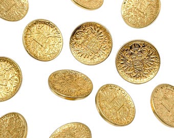 12 Vintage Gold Coat of Arms Shank Buttons: 19mm & 23mm