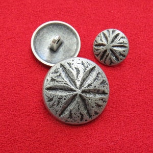 Sterling Silver Navajo Concho Buttons Sew or Tie on Shank Set of Six 0875