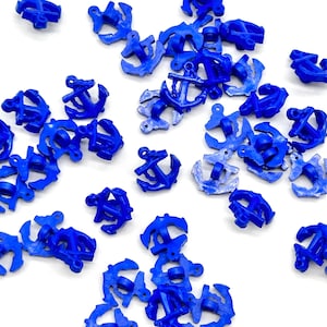 12 Vintage Royal Blue Anchor Buttons: Nylon Shank Buttons for Sewing