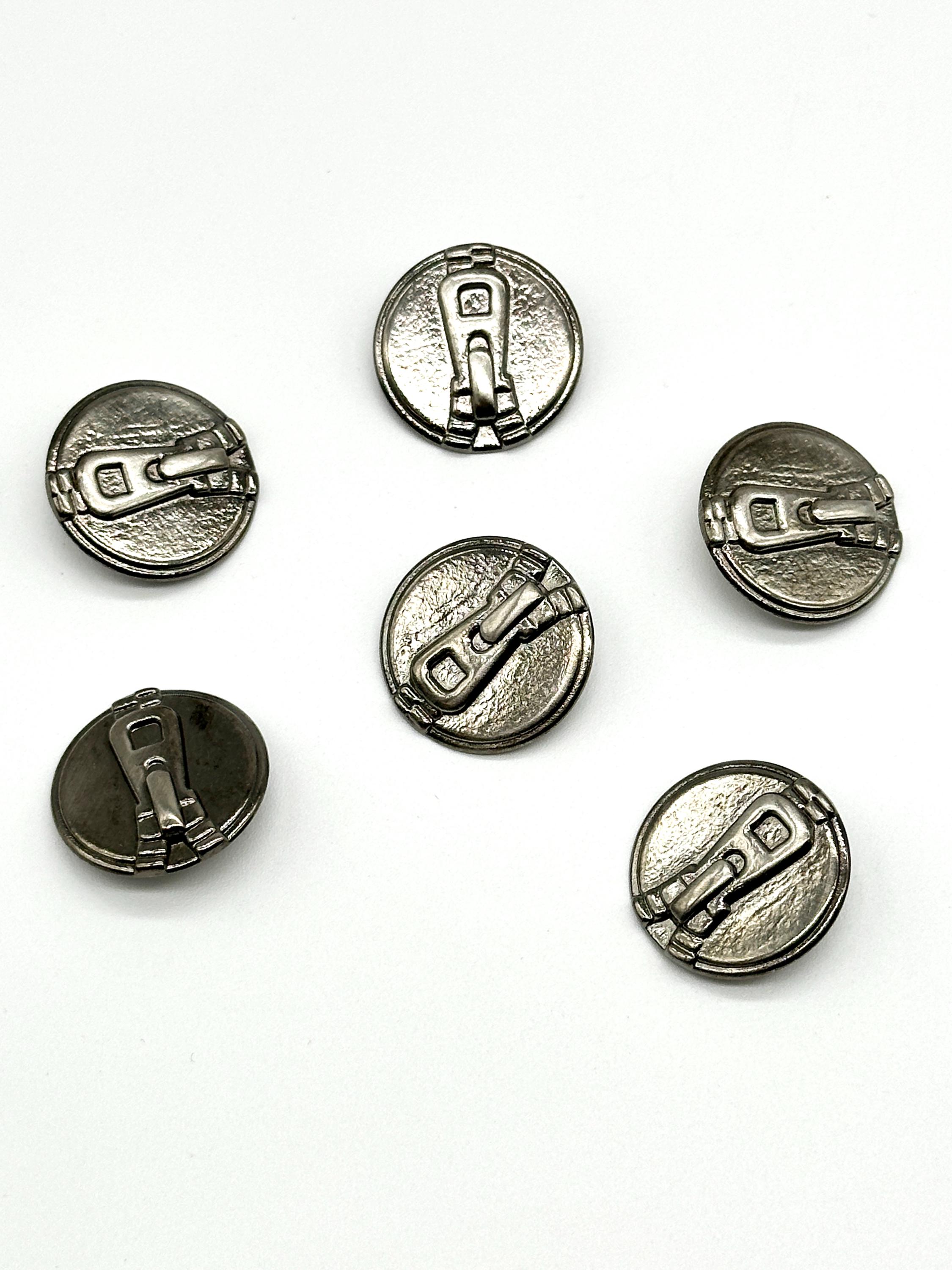 6 Pcs Vintage Zipper Pattern Shank Buttons - for Crafting & Sewing