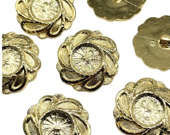 Vintage Gold Flower Shank Buttons: Lightweight Clothing Embellishments (Set of 12)