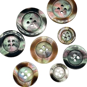Vintage Pearlescent 4-Hole Buttons: Sewing & Crafting, Set of 12